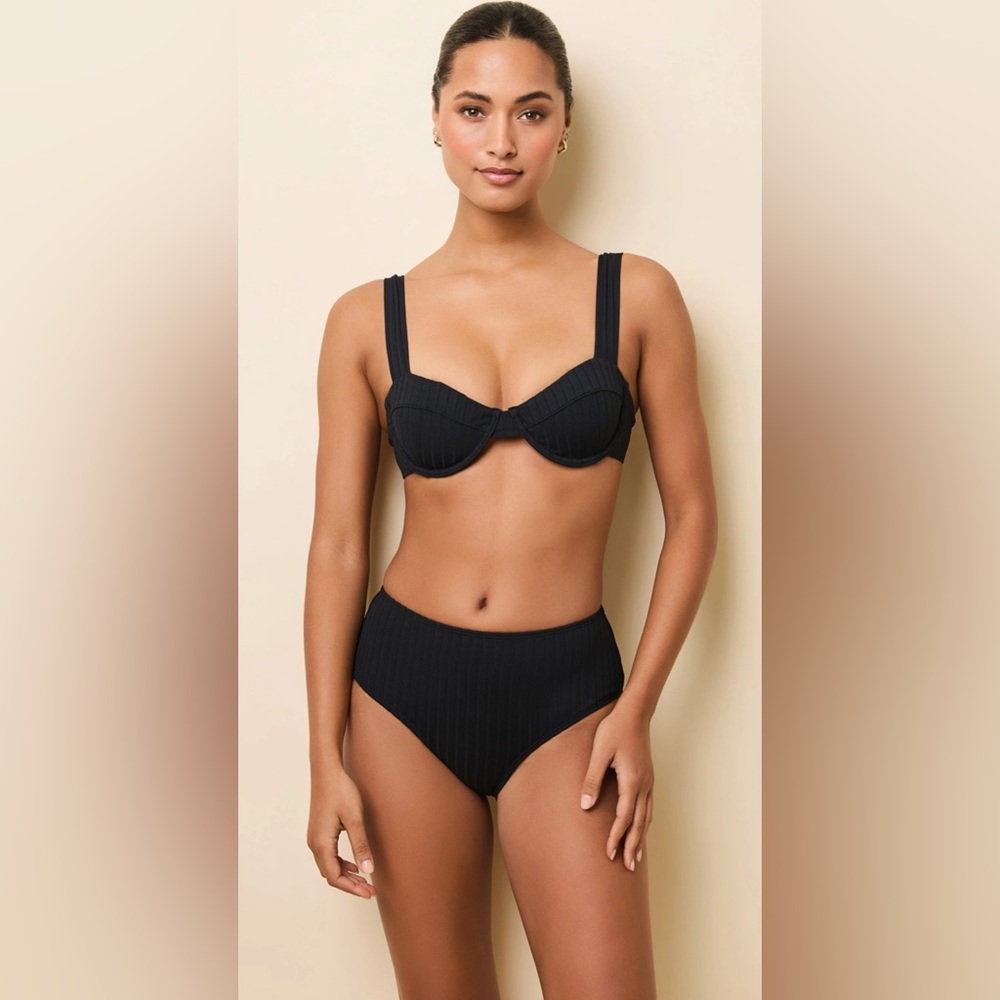 SOLID & STRIPED Black Lilo Ribbed Bikini - NEW/NEVER WORN